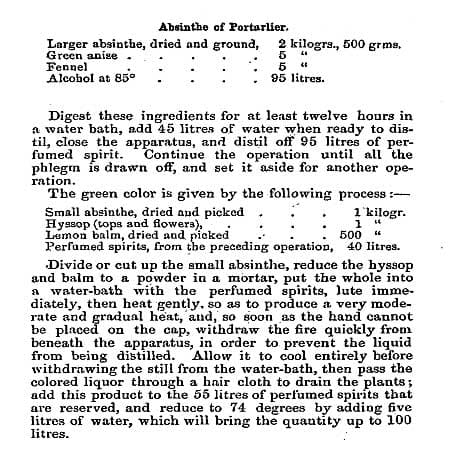 Absinthe Recipe from 1855